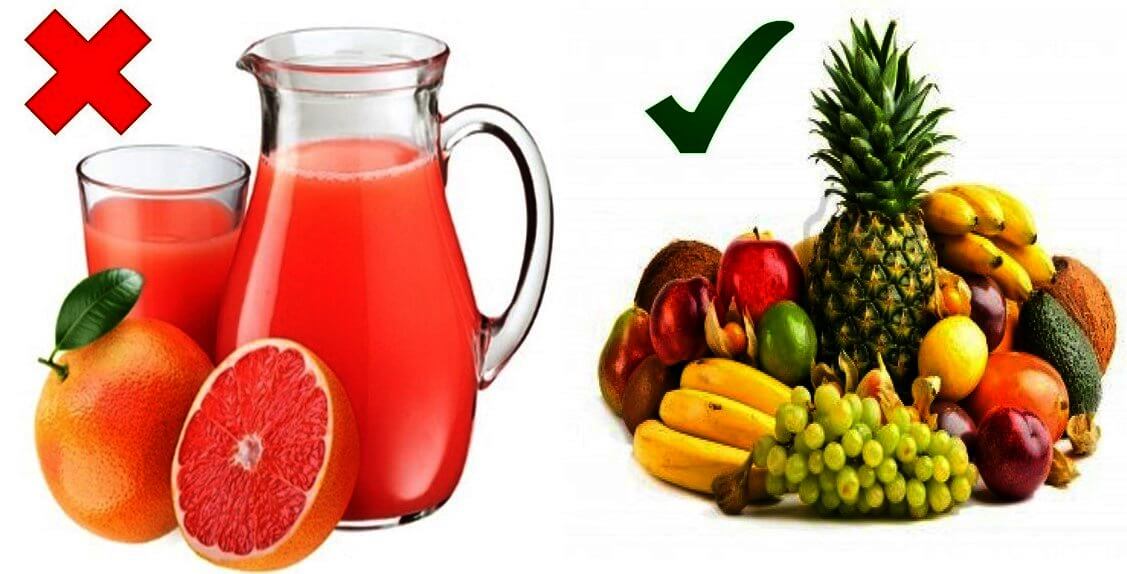 jus de fruit et fruits frais